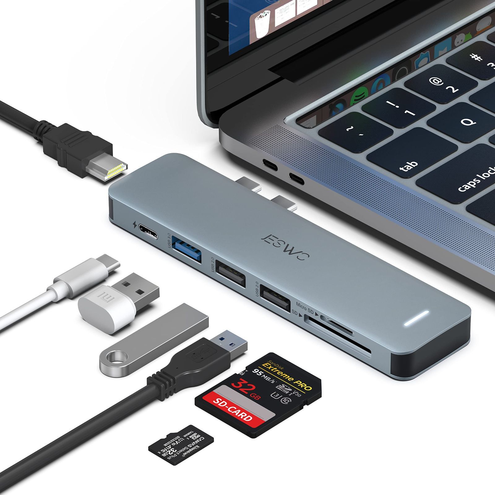 MacBook MacBook ハブ ハブ ハブ ハブ C Pro Pro Pro Type USB USB M1/M2チップ対応 スロット搭載  microSDu0026SDカード USB3.0/USB2.0ポート PD急速充電 100W 3ポート HDMIポート 