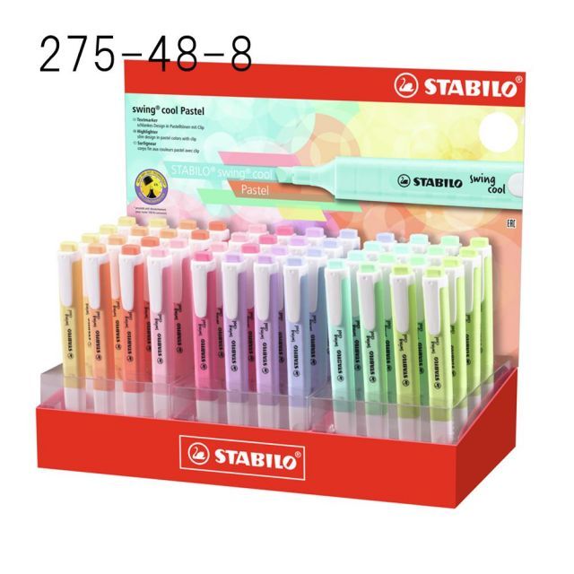 マークス 蛍光ペン スイングクール パステル |スタビロ 48本什器セット 275-48-8