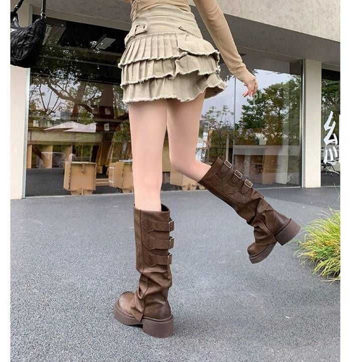 ロングブーツ レディース 美脚 ブーツ おしゃれ 長靴 脱げない 歩き