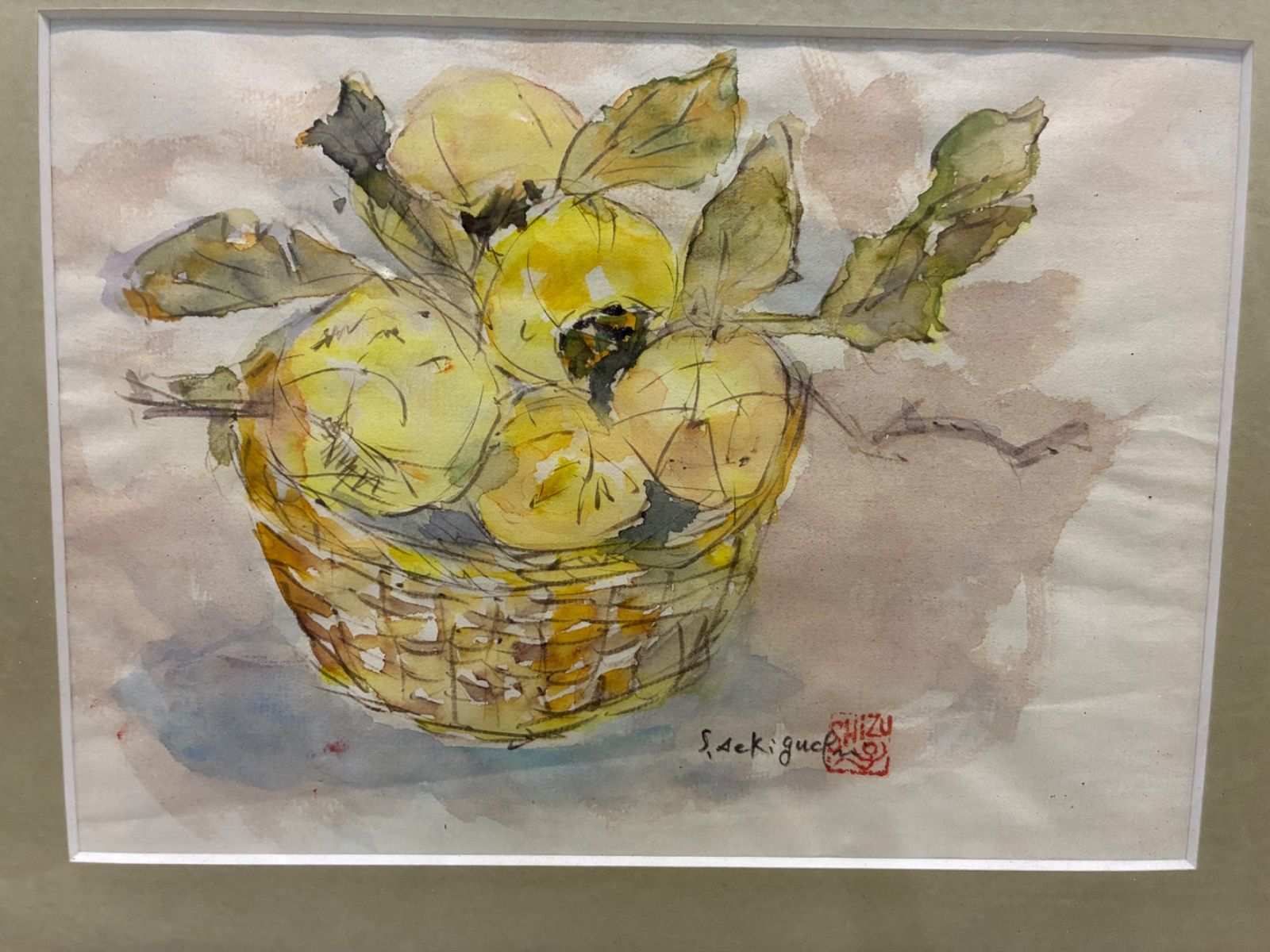 油絵 油彩画 洋梨 落款あり 額装 額入り 美術 芸術 壁掛け飾り