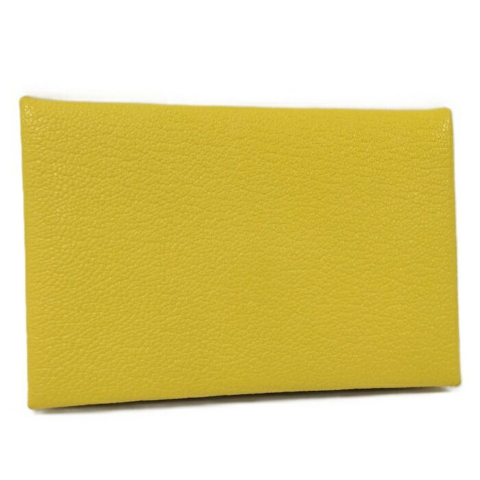 HERMES カルヴィ ヴェルソ コインケース シェーブル レザー イエロー D刻印