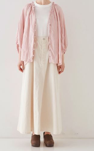 nest Robe リネンVネックフリルブラウス ピンク 中古・古着通販】nest Robe (ネストローブ) リネンVネックフリル