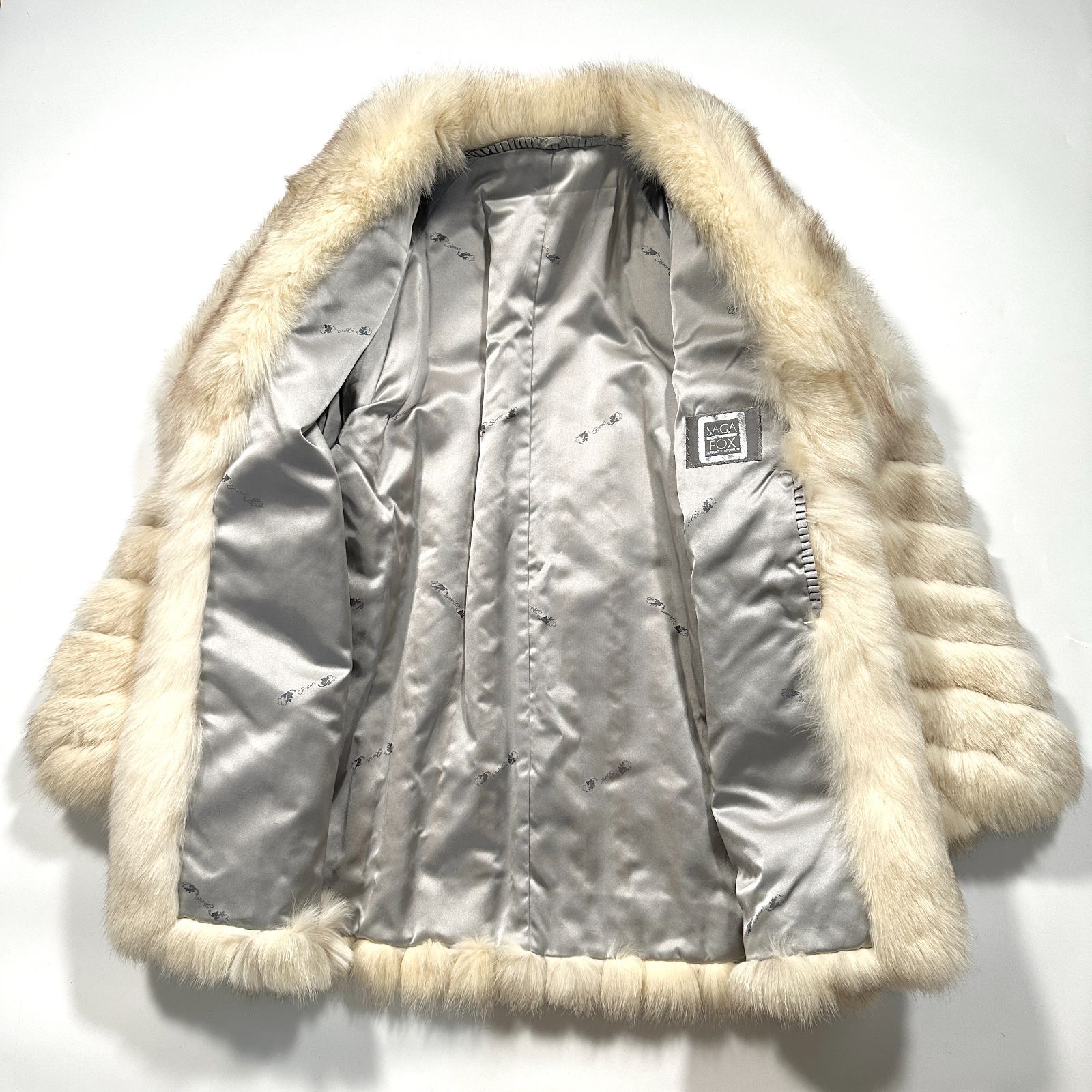 SAGA FOX サガフォックス フォックスファー ハーフコート ジャケット アイボリー リアルファー