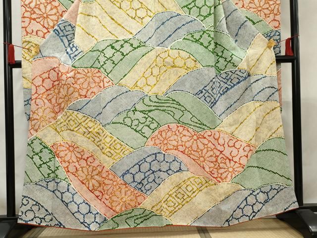 平和屋着物□豪華振袖 駒刺繍 鹿の子花唐草文 金彩 正絹 逸品