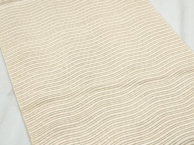 平和屋着物＊夏物　銀座きしや　八寸名古屋帯　絽綴れ　よろけ縞　金糸　たとう紙付き　正絹　逸品　CAAV7979fb 平和屋着物＊夏物 銀座きしや 八寸名古屋帯 絽綴れ よろけ縞 金糸 た