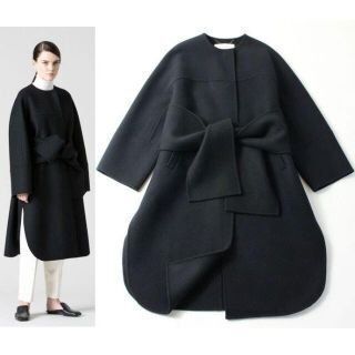 【美品】ADOREアドーア サンドロリバーテーラードコート　ロング丈　ウール38 美品 ADOREアドーア ウール100 サンドロリバー ベルト付 コート 黒