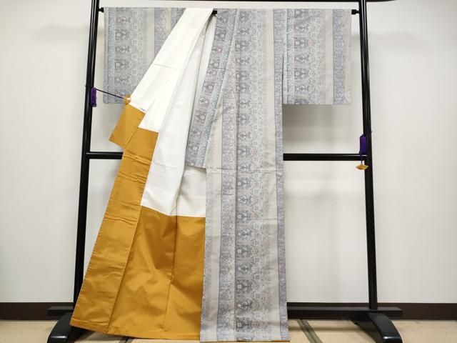 平和屋着物□極上 都喜ヱ門 本場大島紬 白大島 7マルキ 花唐草間