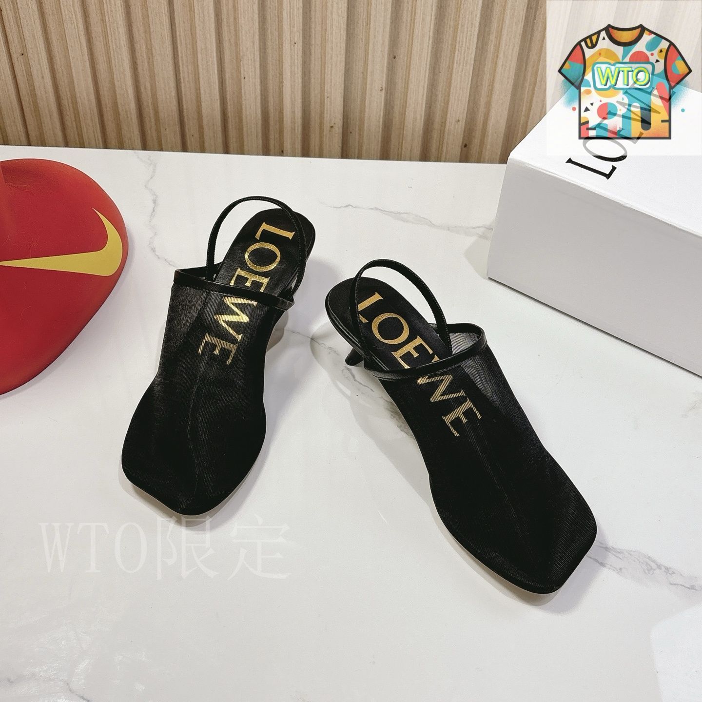 LOEWE ロエベ メッシュ ハイヒール スリッパー サンダル03