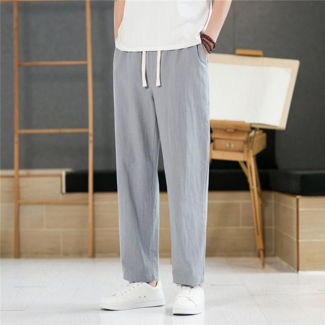 種類72：M/P：ブラックダークグレー メンズ ファッション 服 男性用 オシャレ シンプル 大人 かっこいい 大きいサイズ ストリート 紳士服 リネン パンツ 春秋 ファッション ストレート カジュアル 快適 綿麻 ワイド