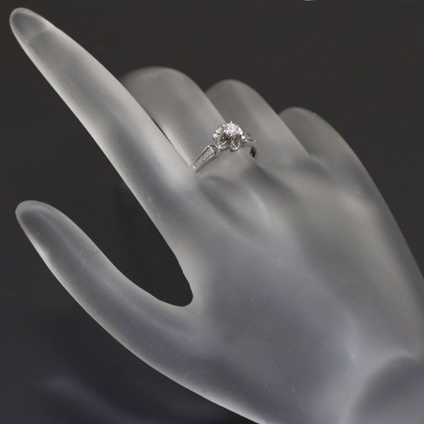 リング(指輪)クイーン/Queen K14WG ダイヤモンド リング 0.13ct ヴィンテージ品 菊爪