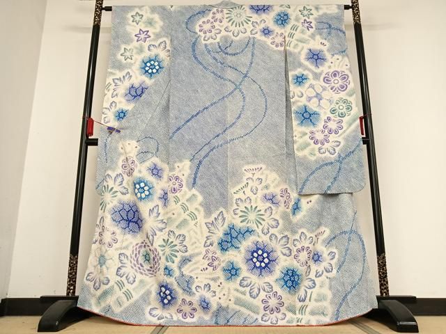 平和屋着物○名門 藤娘きぬたや・総絞り 振袖 草花文 正絹