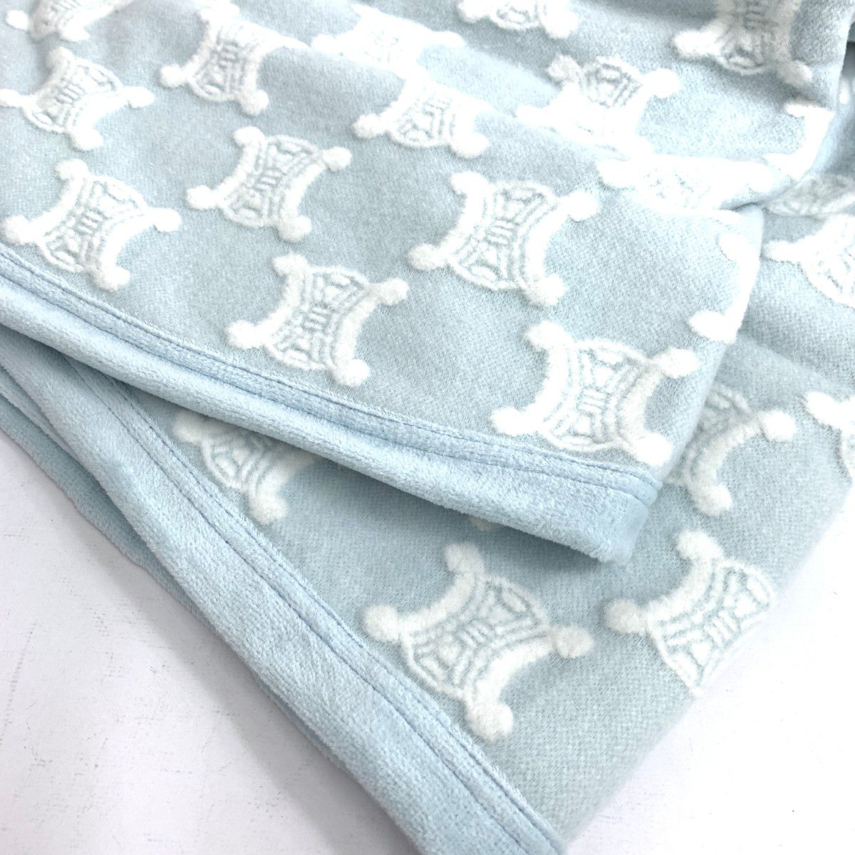 寝具 ♦️CELINEセリーヌ ♦️ 綿毛布 140 x 200 マカダム ブルー系