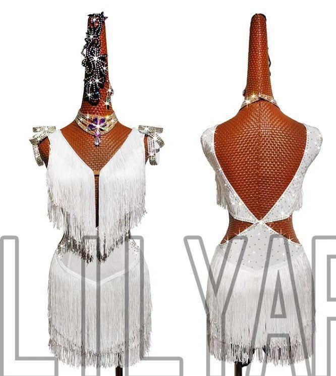 新品・未使用社交ダンス衣装　ラテンワンピースドレス　フリンジ 　オーダーメイド