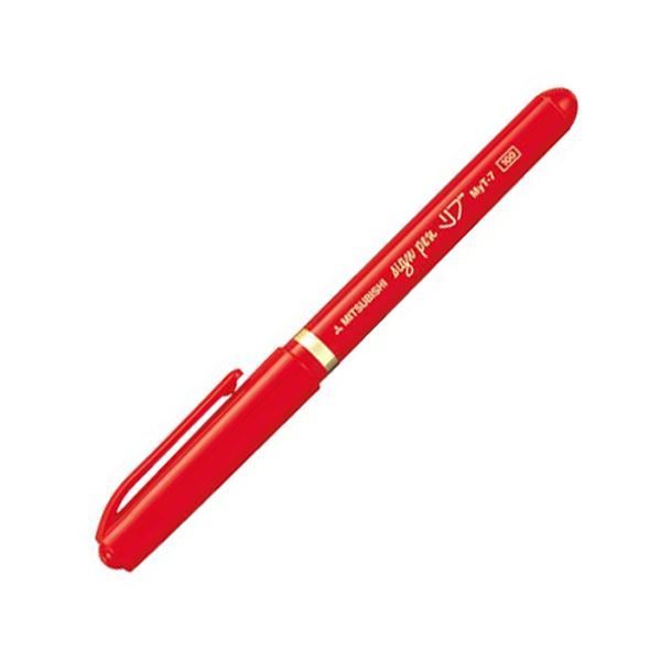 (まとめ) 三菱鉛筆 水性サインペン リブ細字 0.7mm 赤 MYT7.15 