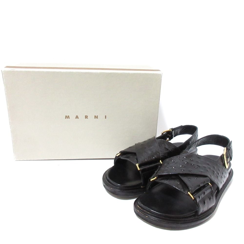 良品 MARNI マルニ FUSSBETT フスベット レザー クロスサンダル  