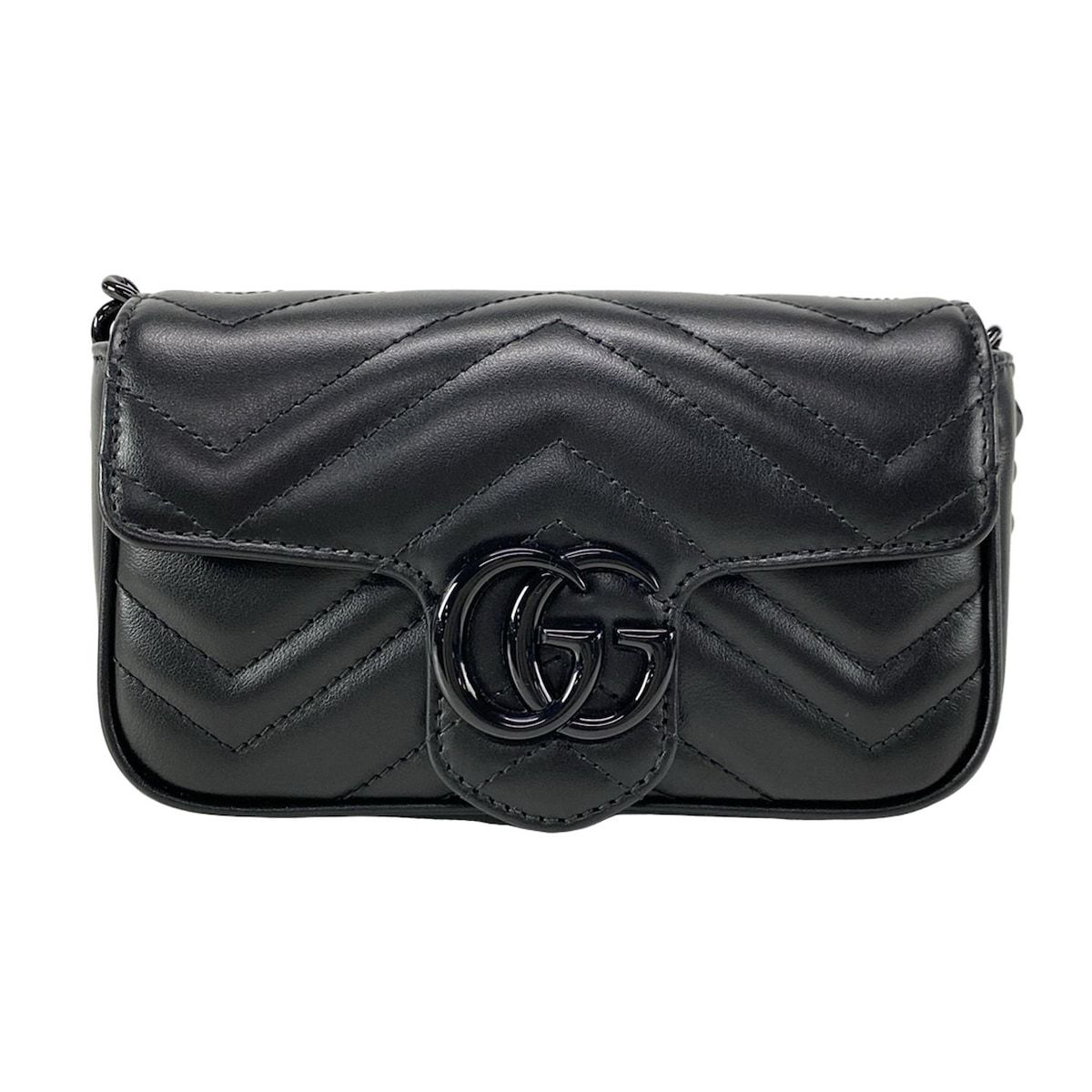 GUCCI グッチ ウエストポーチ GGマーモント 699757 黒 チェーンベルト|2WAY レザー