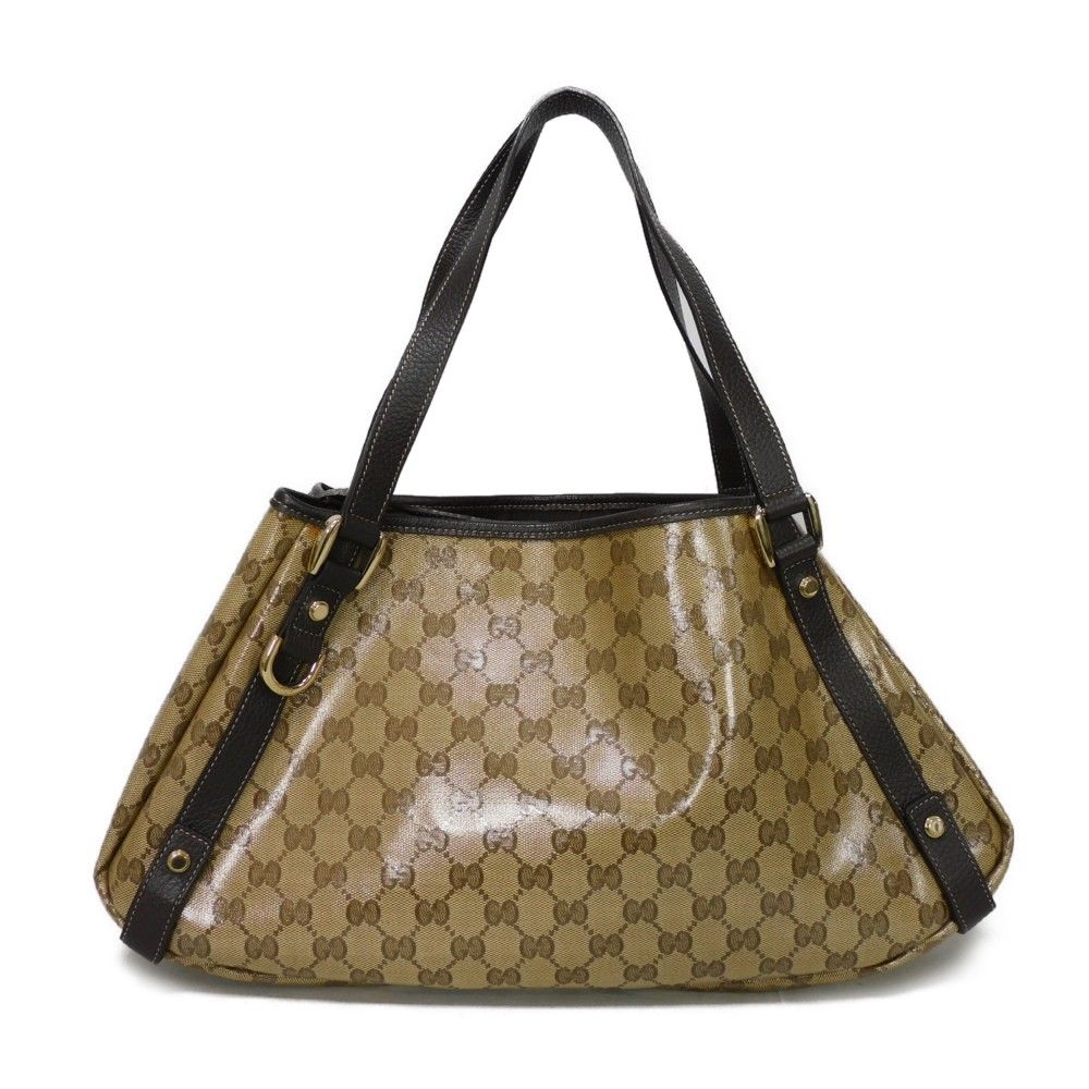 GUCCI グッチ GG クリスタル トート ビニールコーティング ブラウン