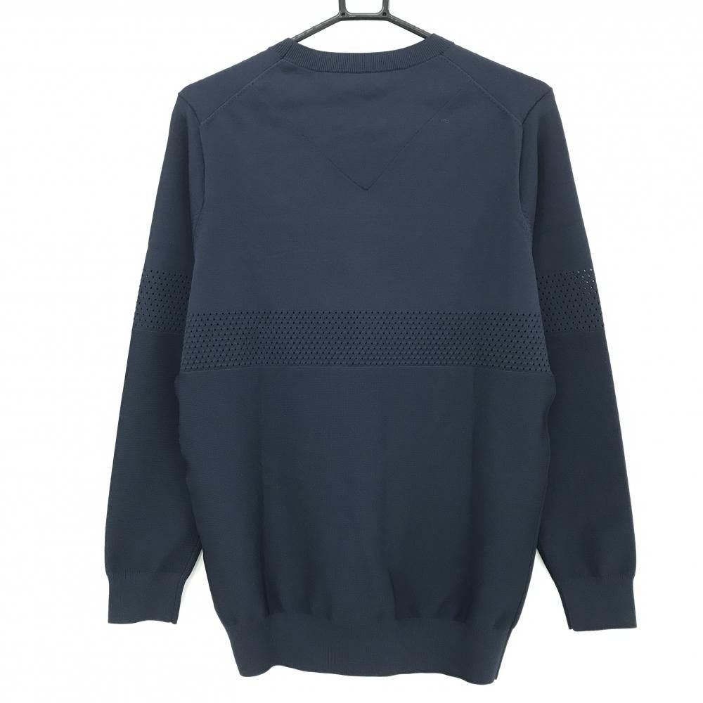 トラヴィスマシュー セーター ネイビー フロントロゴ 一部メッシュ調 ニット メンズ M ゴルフウェア TravisMathew