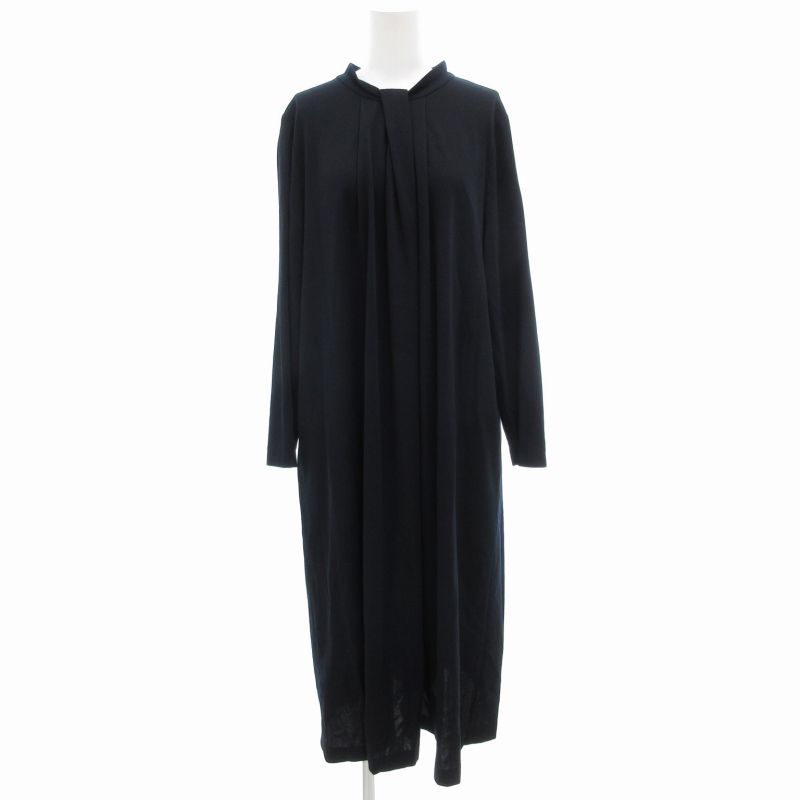 マッキントッシュ ロンドン MACKINTOSH LONDON ダブルフェイスレーヨンワンピース 長袖 ロング 44 紺 ネイビー G7J01355 |GV