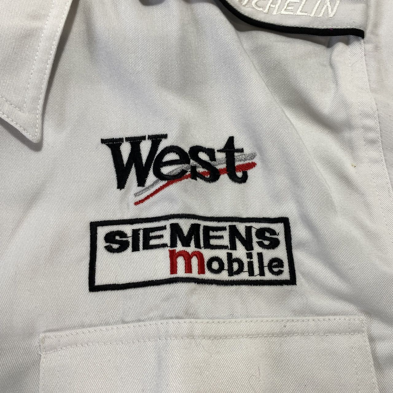 メルセデスベンツ F1 半袖ピットシャツ パイロットシャツ 作業服 L◆ミシュラン Michelin West マクラーレン ロゴ刺繍 2003年 ファッション F1 メルセデスベンツ ピットシャツ パイロット
