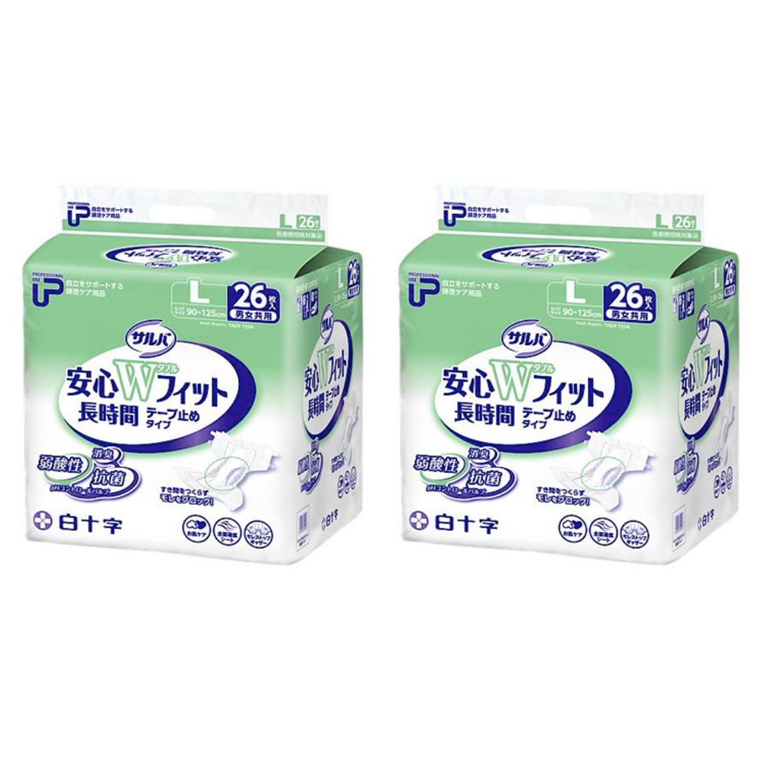 ケース販売 白十字 PUサルバ安心Wフィット L26枚 2パック入