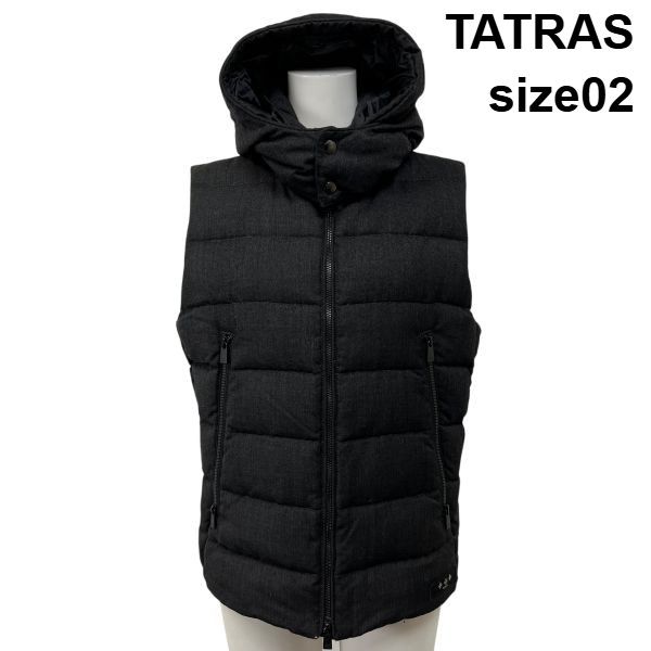 タトラス TATRAS ダウンベスト ジャケット アウター 袖なし フード グレー ダークグレー ダウン90％ ウール 02 M 9号 レディース S5W185