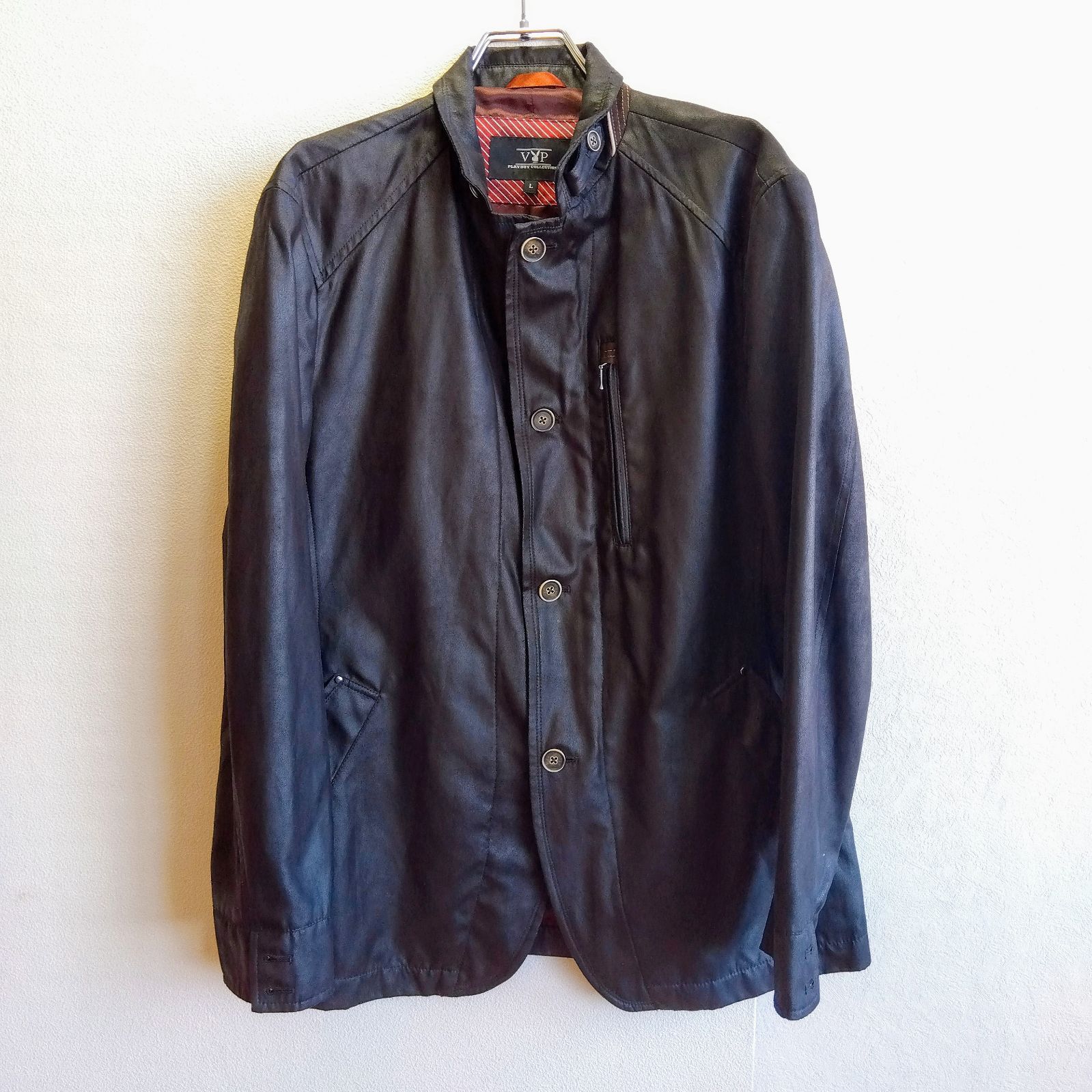 ビィンテージ　PLAYBOY L サイズ　レザージャケット ドッキング 異素材 ビッププレイボーイコレクション VIP Playboy COLLECTION レザー