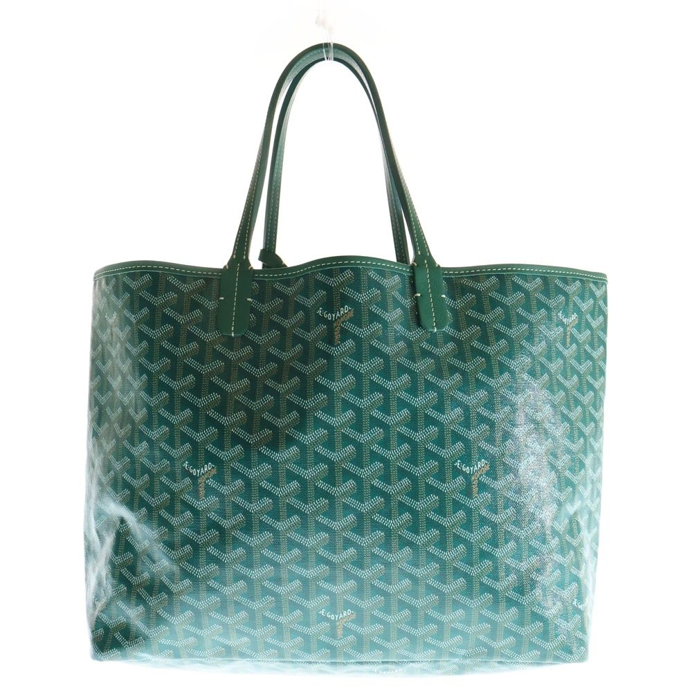 GOYARD ゴヤール サンルイPM PVC コーティングキャンバス ポーチ付 レザー ハンド トートバッグ グリーン