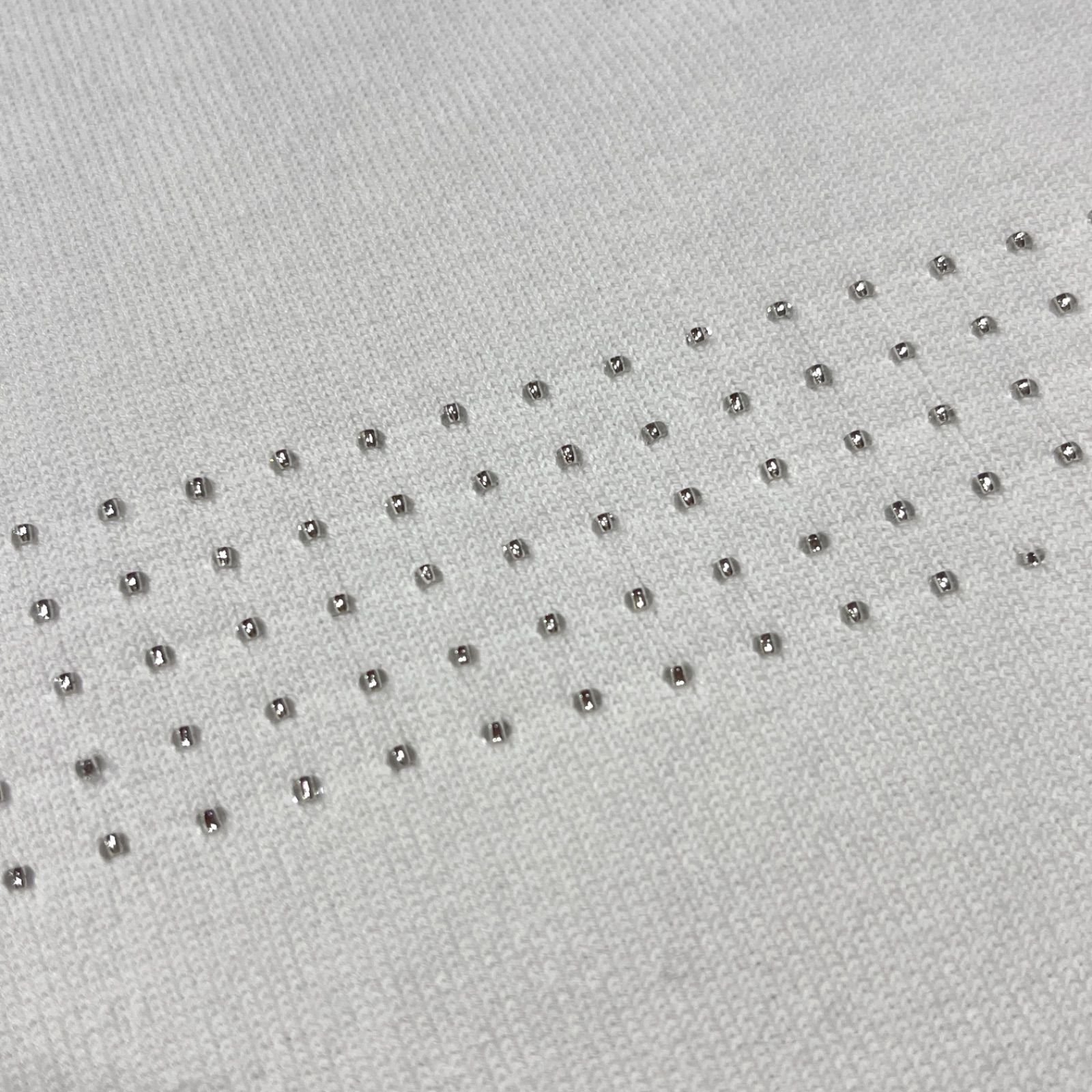cg64 Courreges ビジュー ロゴ刺繍半袖セーター ニット ビーズ