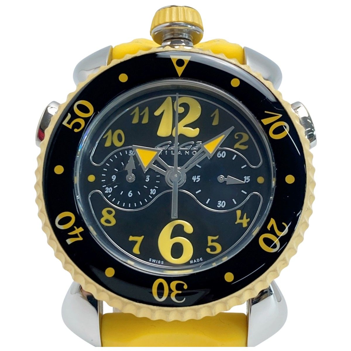 ガガミラノ　クロノグラフ　イタリアリーグ GAGA MILANO ガガミラノ クロノスポーツ 45mm 7010 ブラック