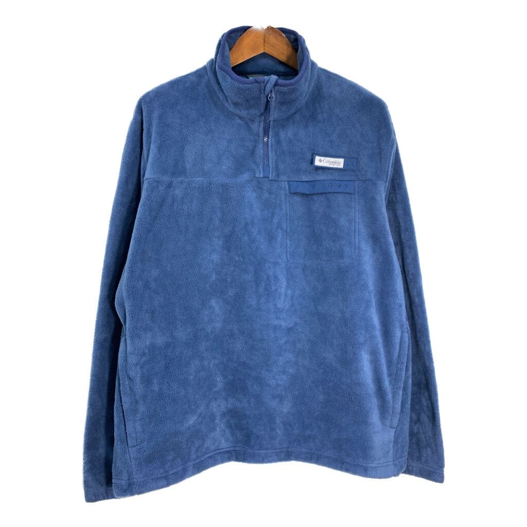 Columbia コロンビア PFG ハーフジップ フリースジャケット アウトドア ブルー (メンズ L) 中古 古着 T0916