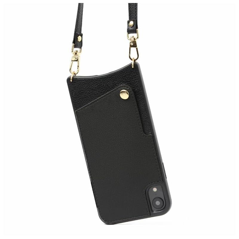 新品　スマホショルダー スマホ ショルダーストラップ ショルダータイプ スマホケース ショルダー タイプ iphoneケース ストラップ付きiphone ストラップ付 smf-t-184 iPhoneXR ブラック