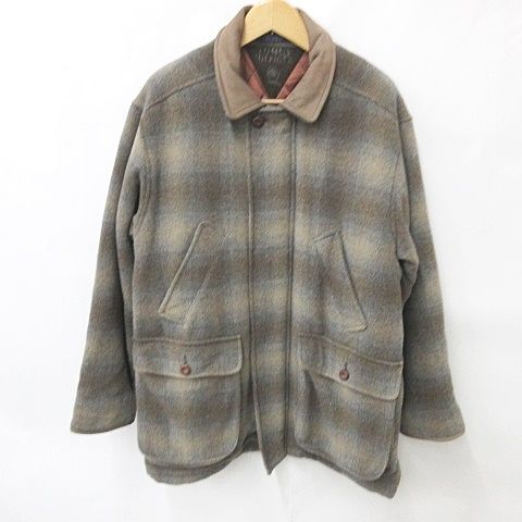 トミーヒルフィガー TOMMY HILFIGER コート ステンカラー ジップアップ 比翼 チェック 別布 裏地キルト 中綿 茶 ベージュ ブラウン M