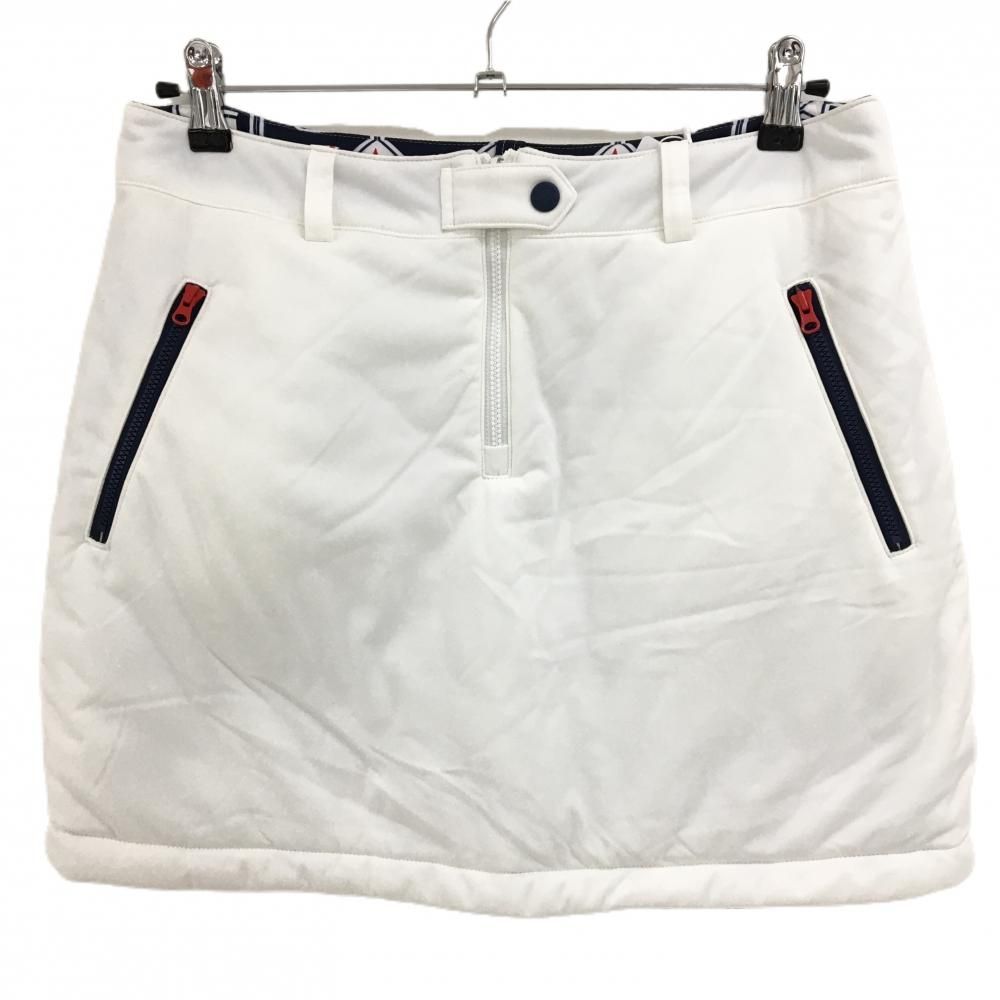 キャロウェイ 中綿リバーシブルスカート 白×ネイビー 背面一部星柄 片面ロゴ総柄 ストレッチ レディース L ゴルフウェア Callaway