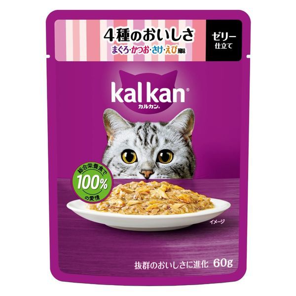 同梱不可 120個セット マースジャパン カルカンパウチ 4種のおいしさ まぐろ かつお さけ えび風味 60g