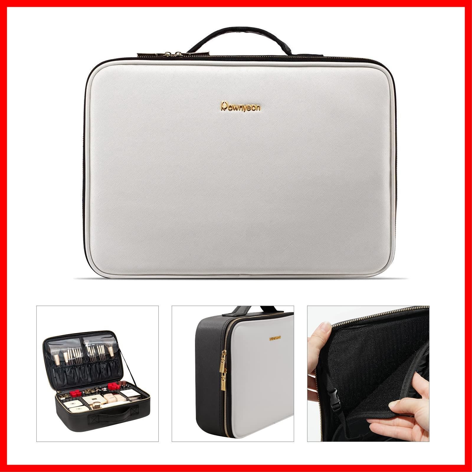 【人気商品】【新着商品】旅行用 上品 黒白 化粧品収納 バニティポーチ コスメボックス BW302 防水設計 仕切り板調節可能 化粧ポーチ (M) 大容量 ROWNYEON【第二世代】ポロ用メイクボックス