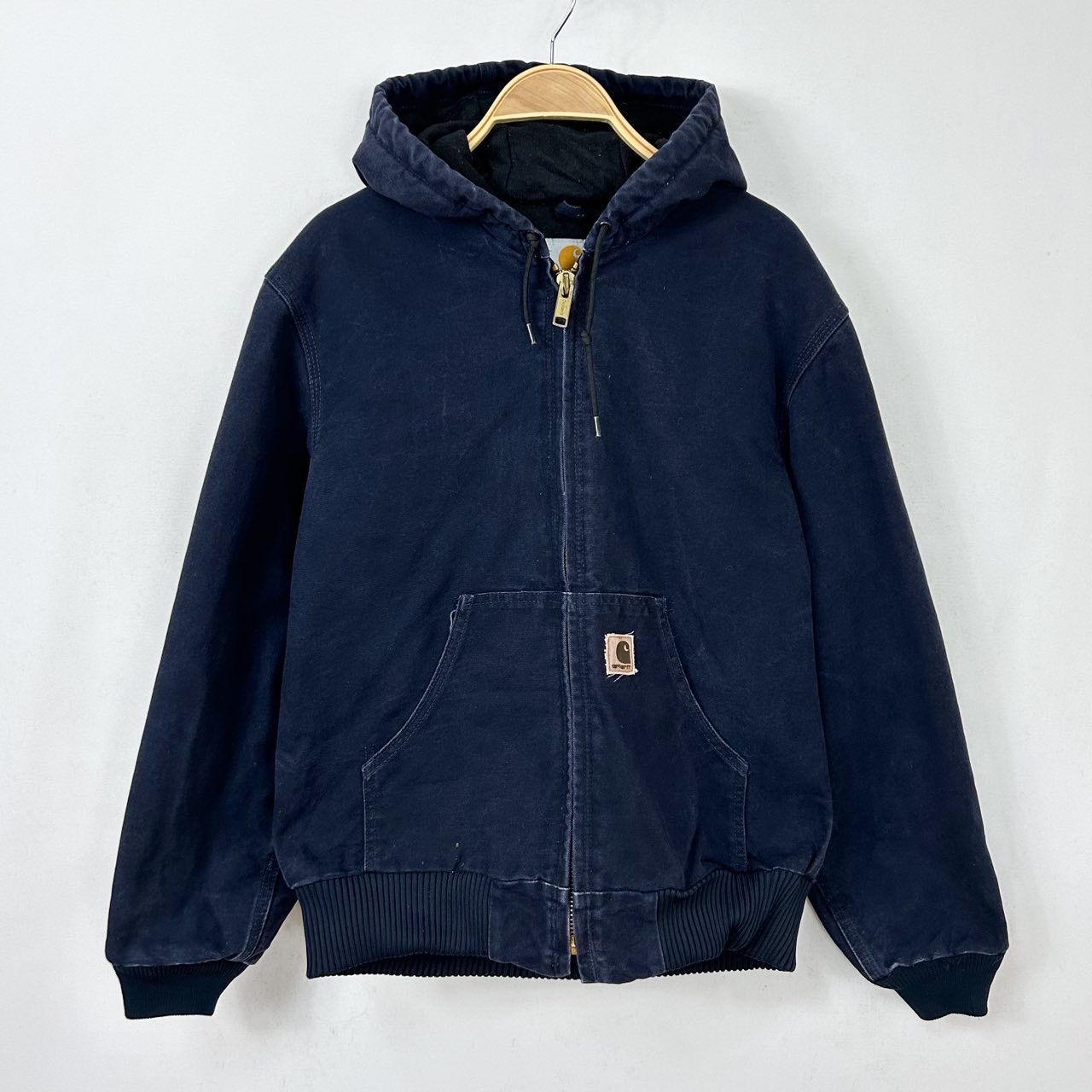 【フォロワー様クーポン配布中！】Carhartt カーハート メキシコ製 ダック地 ジップアップ アクティブパーカー アクティブジャケット ブルゾン  J130 MDT 輸入古着 海外古着 US古着 メンズ ネイ
