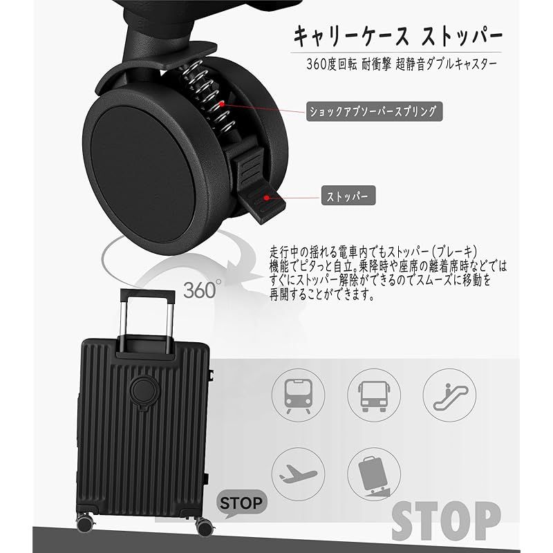 Ashard] スーツケース 多機能フロントオープン キャリーケース