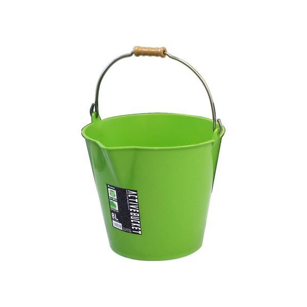 20セット ポリバケツ|アクティブバケツ 8L ライトグリーン 〔掃除用品 ガーデニング用品 園芸〕 代引不可