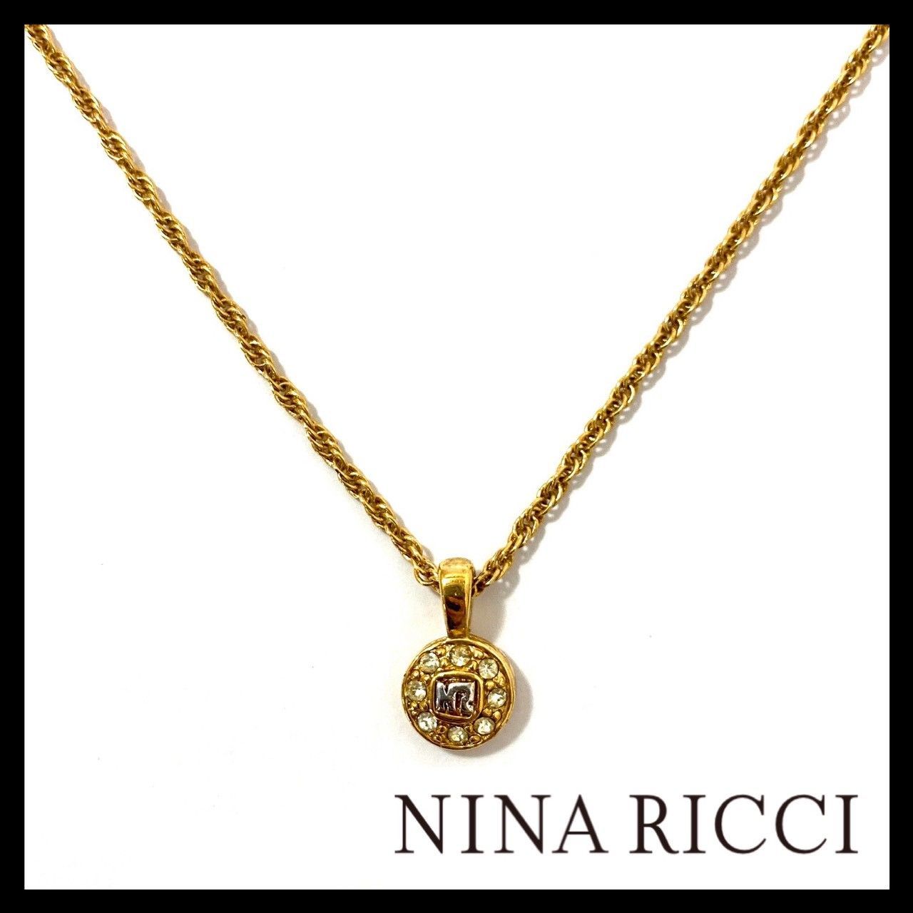 NINA RICCI ニナリッチ ゴールド ネックレス NRロゴ ロゴ 超美品 