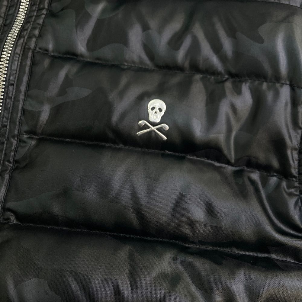 サイズ M MARK-LONA マークアンドロナ スウェット切替 ダウンジャケット カモフラ スカル 総柄 ブラック系 240101388635 ゴルフウェア メンズ ストスト WHITEMONARCHHOTEL_COM