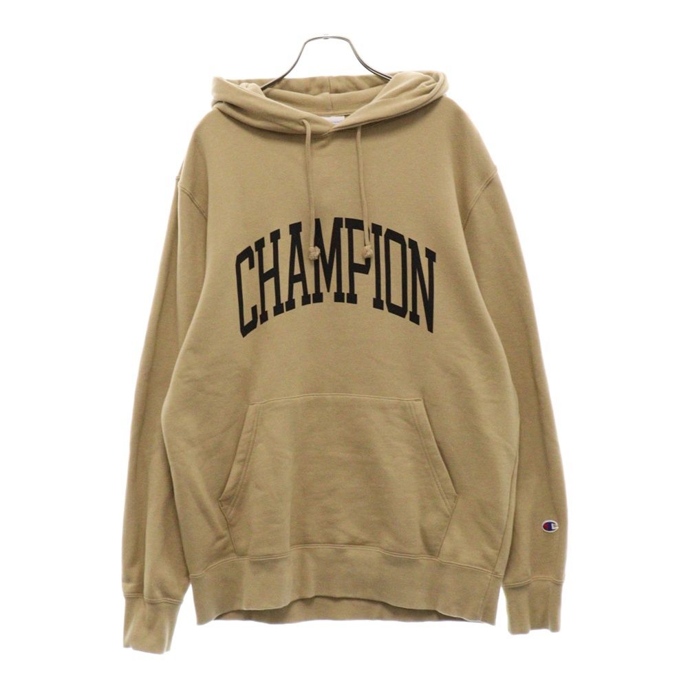 CHAMPION (チャンピオン) カレッジフォントプリント フーデッドスウェットパーカー ベージュ C8-W129Z