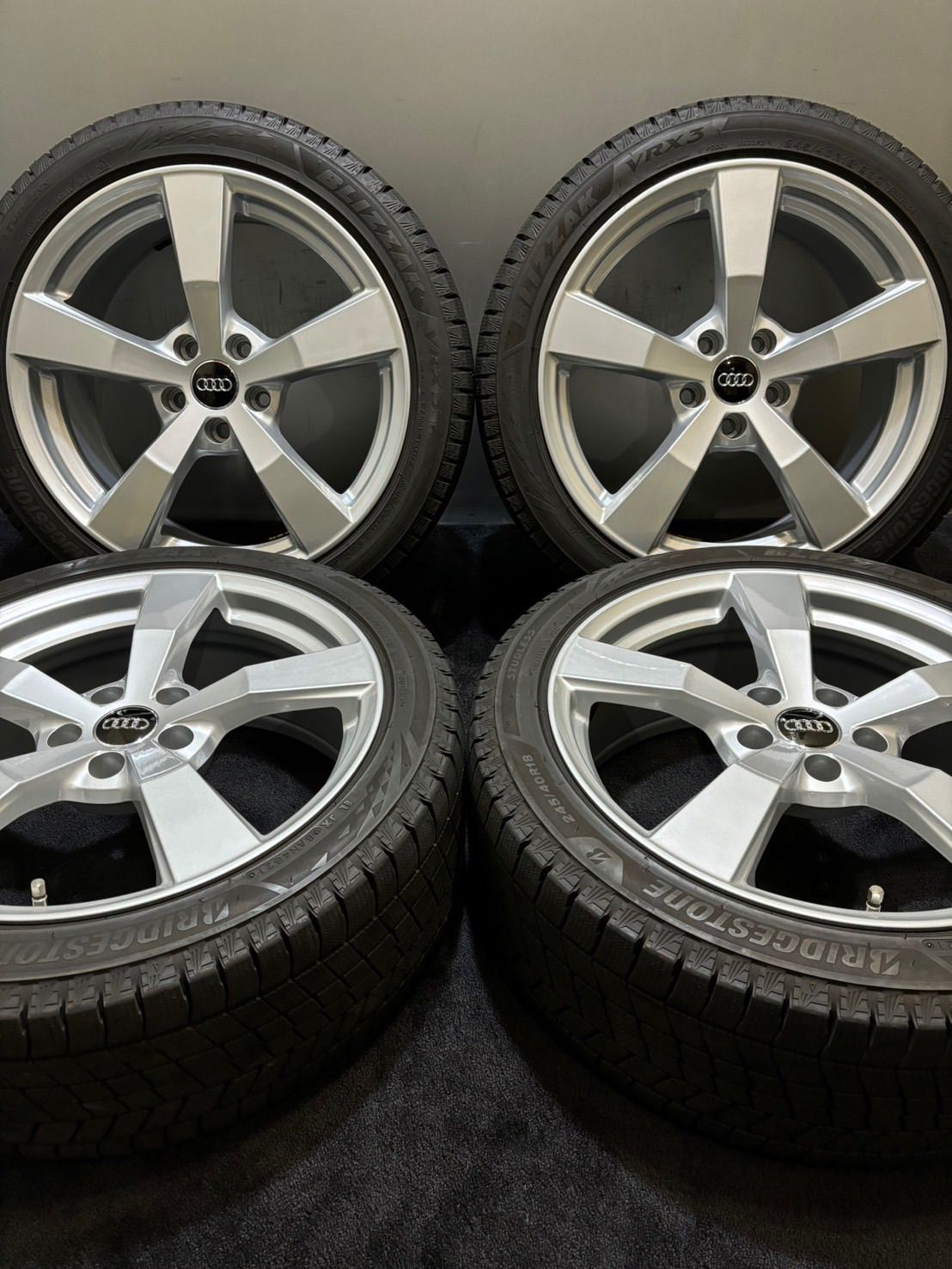 245/40R18 BRIDGESTONE/VRX3 21年製 TAS 18インチ 8J +45 112 5H スタッドレス 4本 アウディ TT A4 A6 (1-H446)