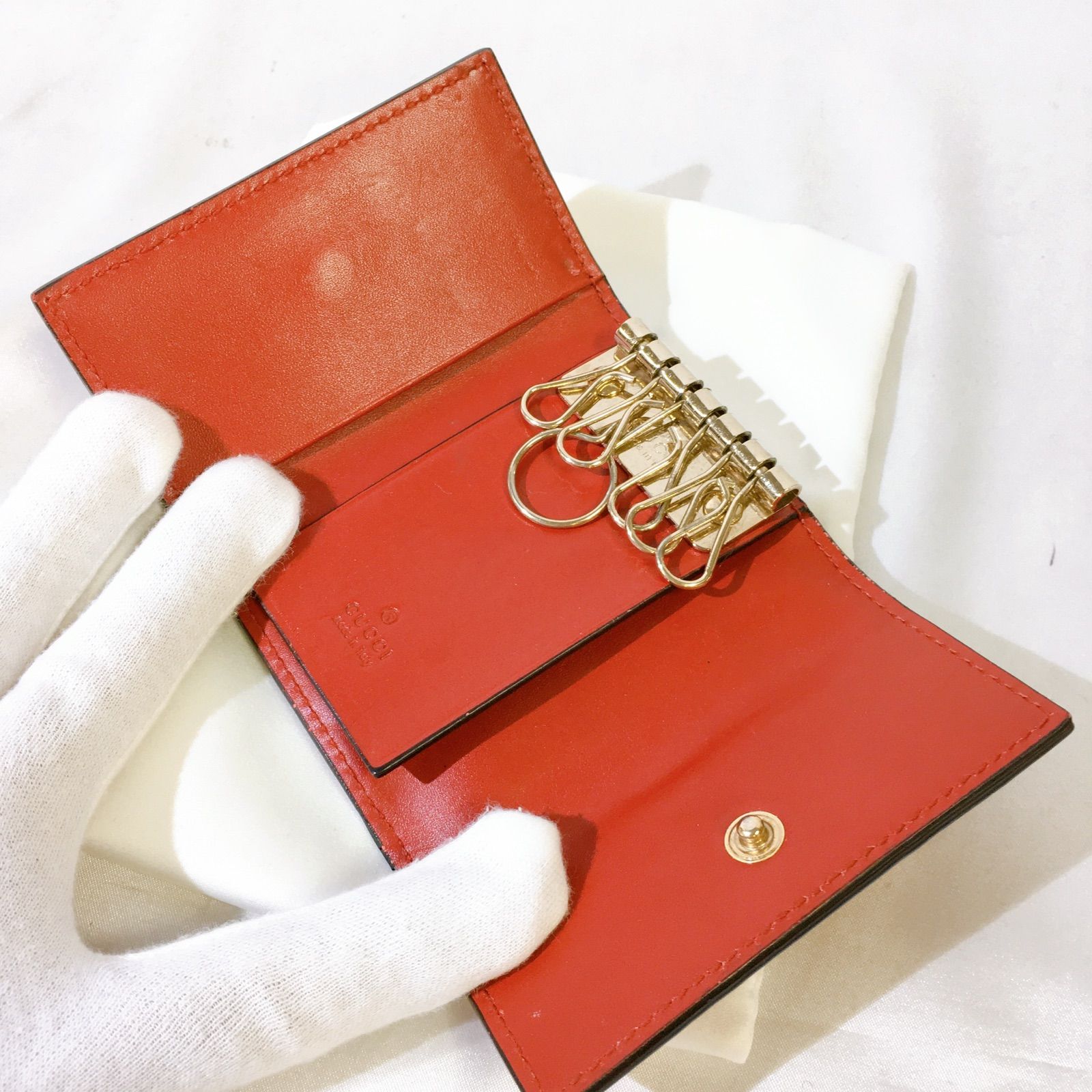 【極美品】GUCCI グッチ シマ キーケース 6連 レザー 赤 リボン 楽天市場】GUCCI グッチ グッチシマ GG柄 6連キーケース リボン