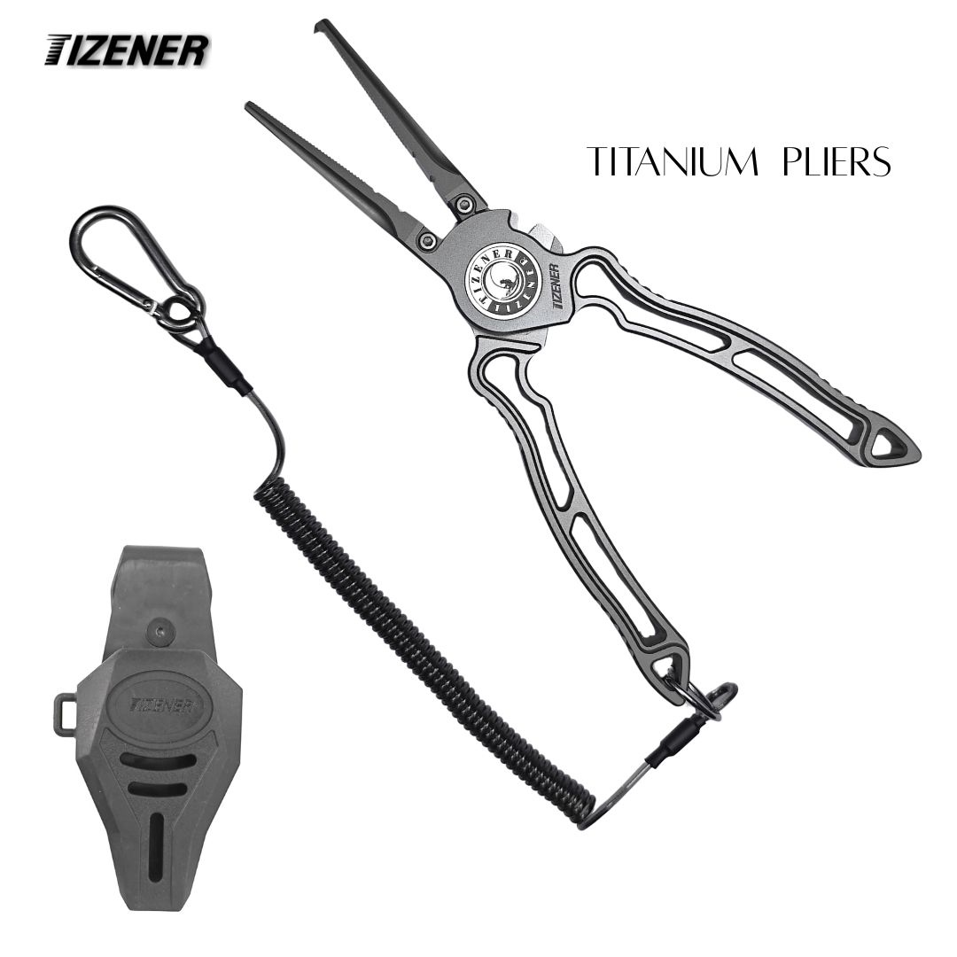 TIZENER チタン製 フィシンッグプライヤー 釣りフライヤー 防錆性 耐食性 頑丈プライヤー 原色シルバー