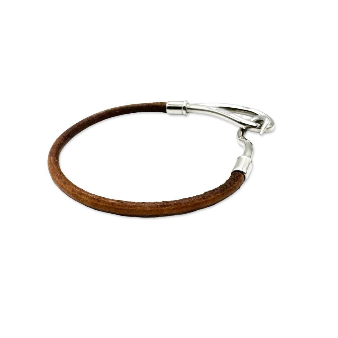 HERMES ジャンボ　ブレスレット ブラウンレザー シルバー金具 ブレスレット HERMES - HERMES(エルメス) ブレスレット ジャンボ レザー