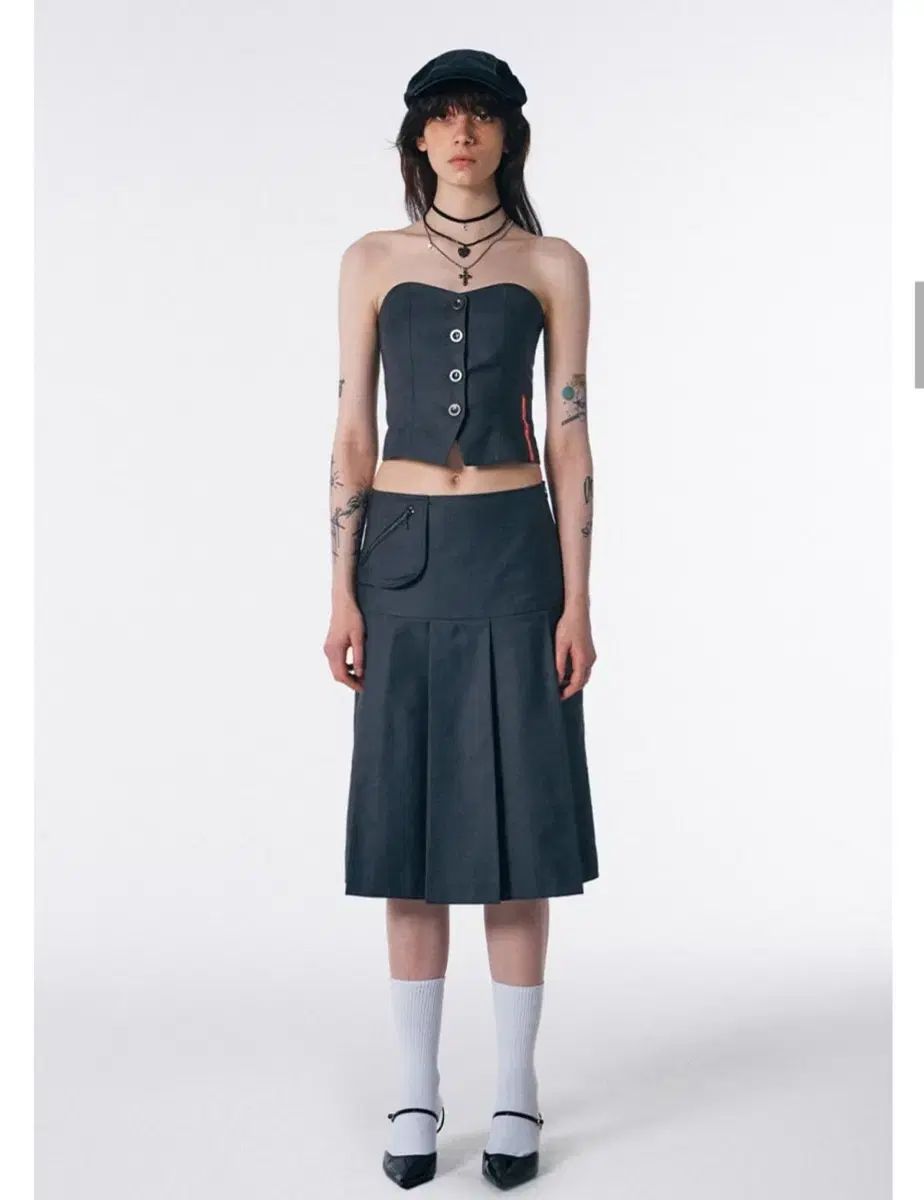 SCULPTOR スカルプター ｜ Tidy プリーツ ミディ スカート グレー XS