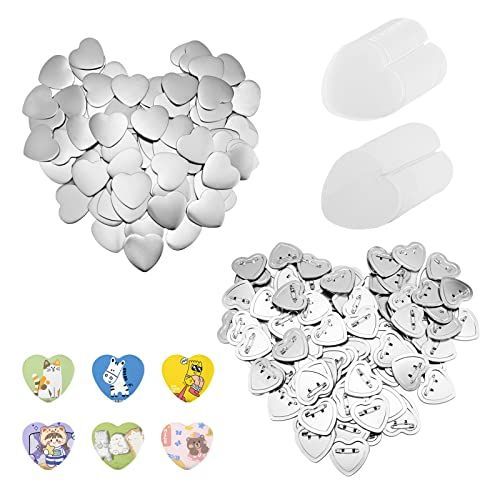 シルバー ハート形缶バッチマシーン素材 缶バッヂ製造 ハートバッジ素材 缶バッヂ ボタンバッジ 缶バッチマシーンハート形金型に適用 金属素材100個 58mm