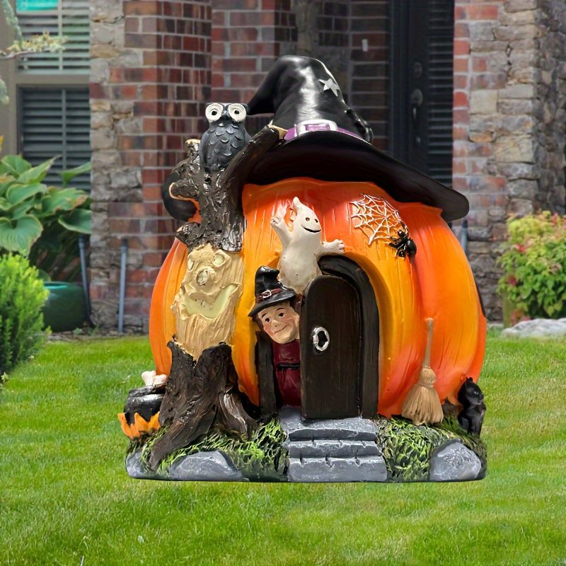 ハロウィーン 装飾 置物 オブジェ ガーデンオーナメント オバケカボチャの家 ミニハウス 屋外 屋内 室内 インテリア 玄関 リビング ダイニング 装飾 庭 ガーデニング 装飾 ガーデン ユニーク ギフト インテリア用品 贈り物 雑貨 樹脂