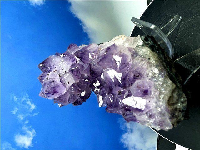 AAA級◇天然タイチンアメジスト原石クラスターB86G3/307G09D AAA級